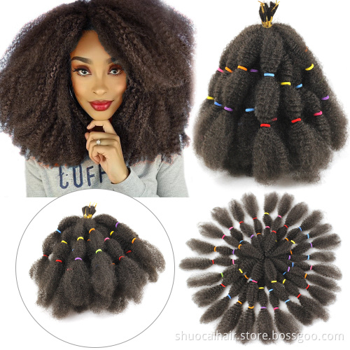 Soft Big Afro Kinky Curly Marley Twist Braiding Crochet Braids Hair Braid Hair Synthetic Extension Bulk For Wick 12" 250g